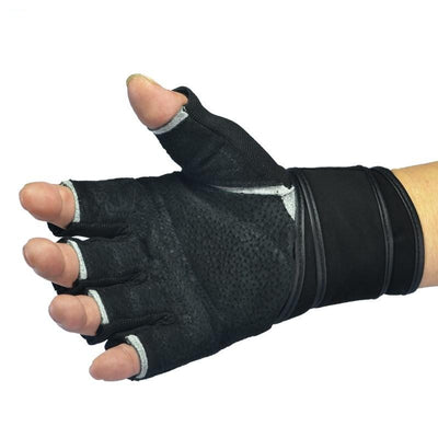 Genuine Leather Men's Half Finger Crossfit Gloves